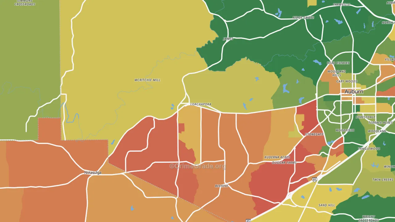 Loachapoka, AL Map of Assault Rates