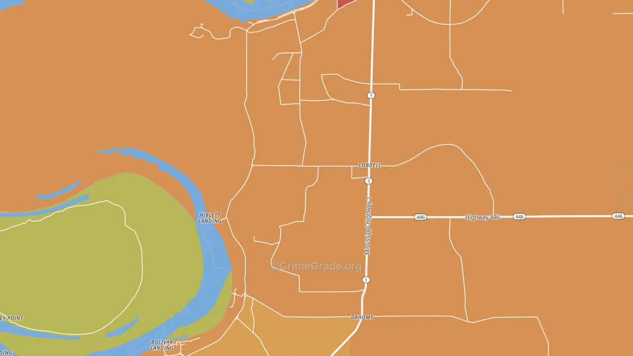 Lobdell, MS Map of Assault Rates