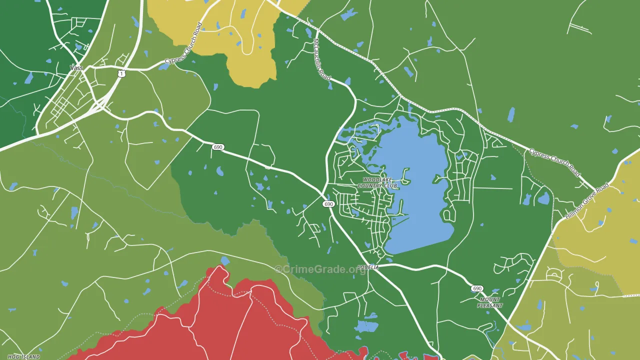 Lobelia, NC Map of Assault Rates