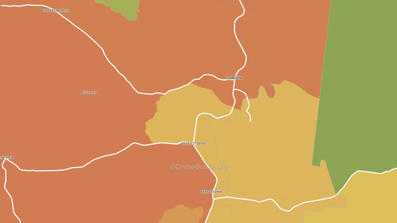 Lobelville, TN Map of Assault Rates