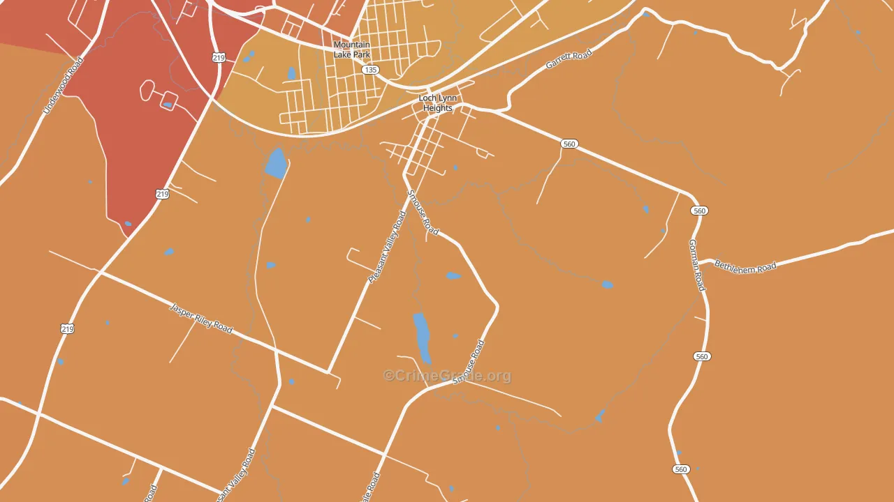 Loch Lynn Heights, MD Map of Assault Rates