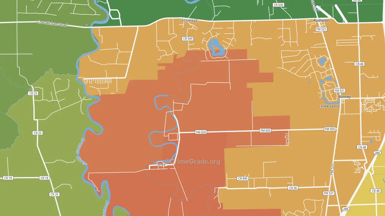 Lochridge, TX Map of Assault Rates