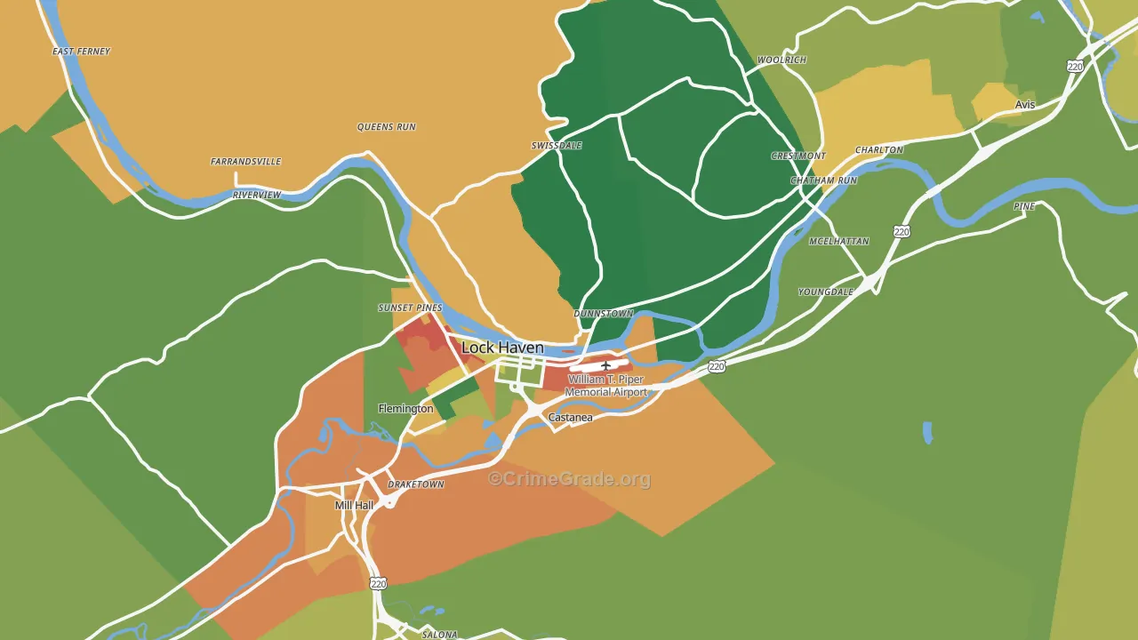 Lock Haven, PA Map of Assault Rates