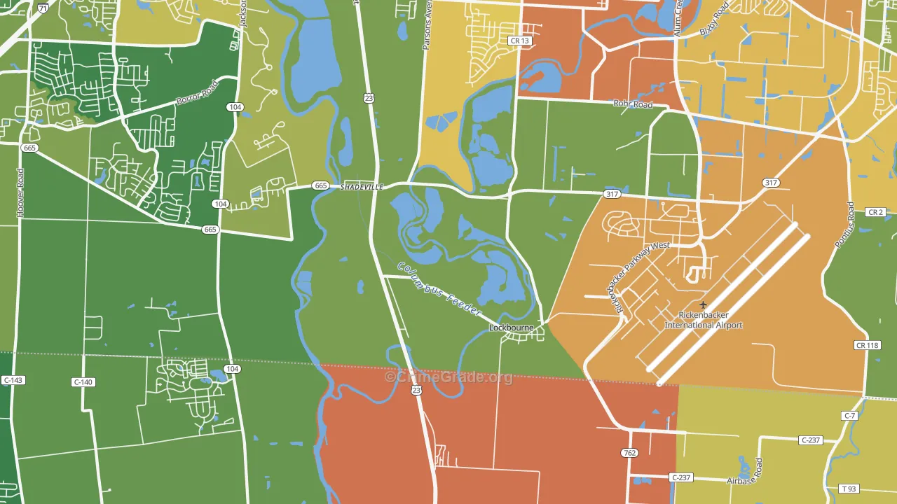 Lockbourne, OH Map of Assault Rates