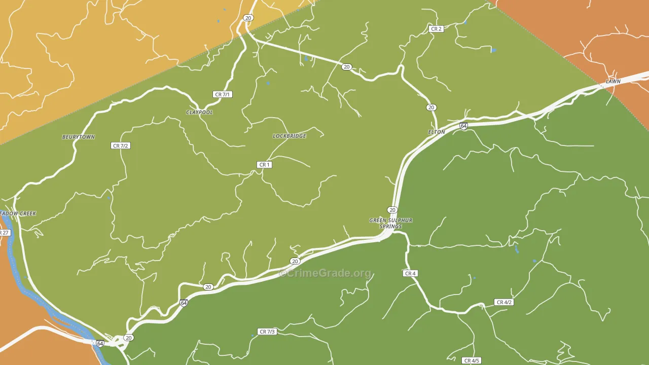 Lockbridge, WV Map of Assault Rates
