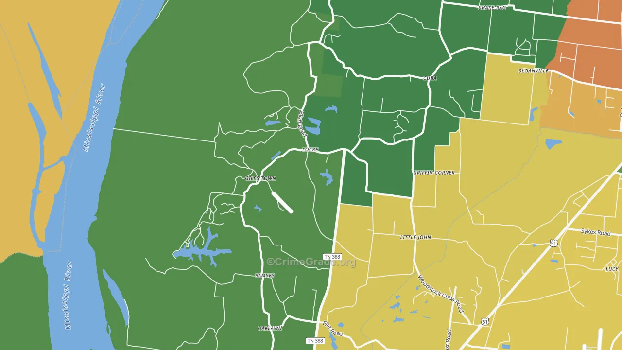 Locke, TN Map of Assault Rates