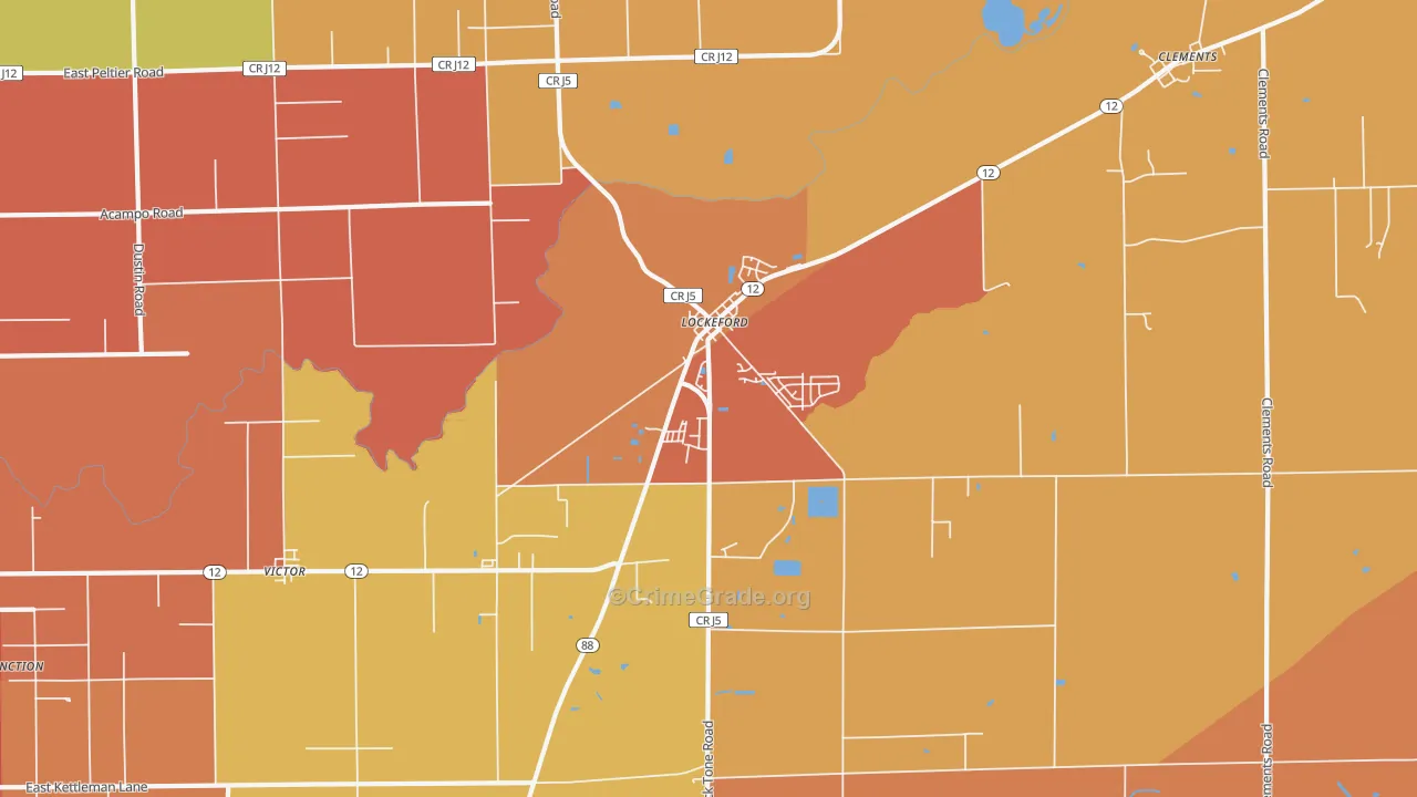 Lockeford, CA Map of Assault Rates