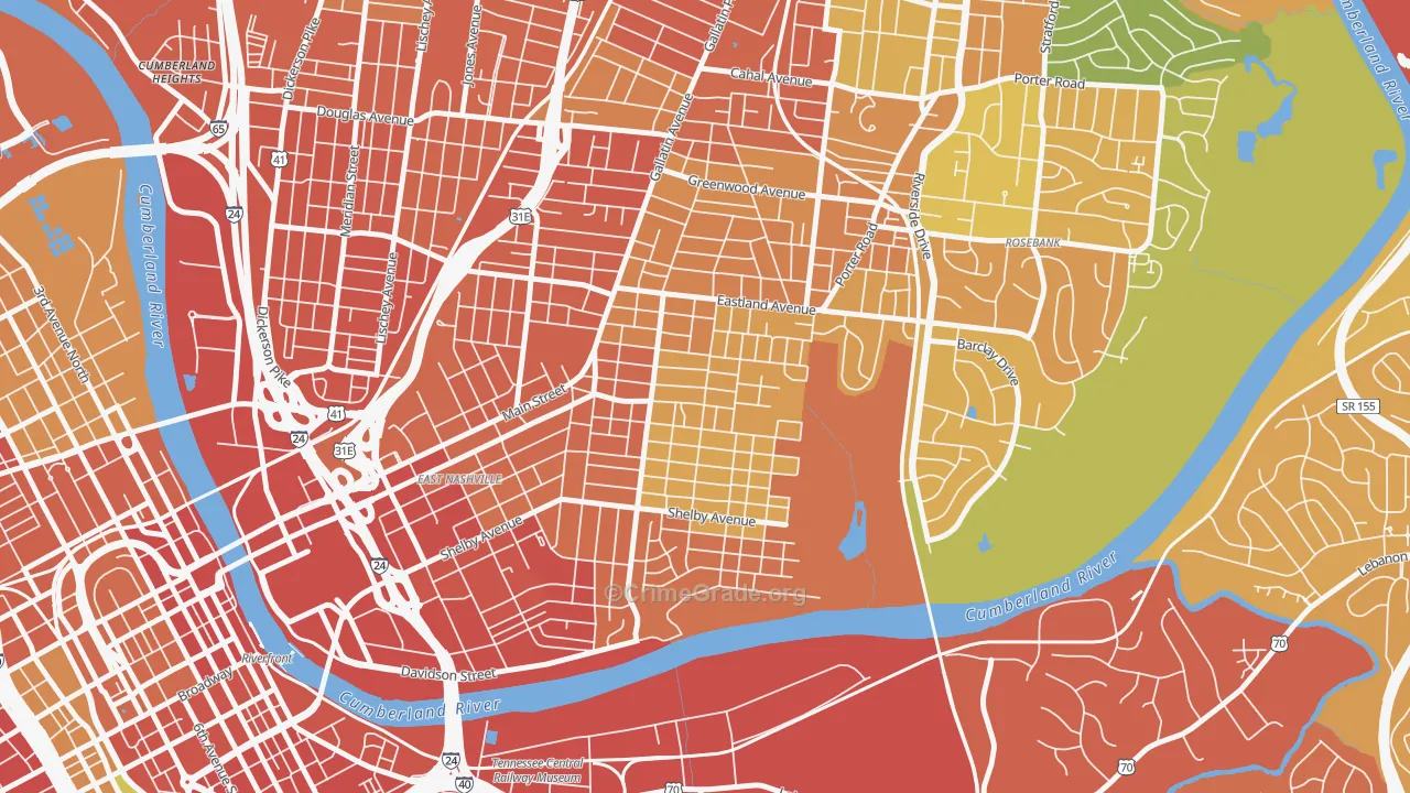 Lockeland Springs, Nashville, TN Map of Assault Rates