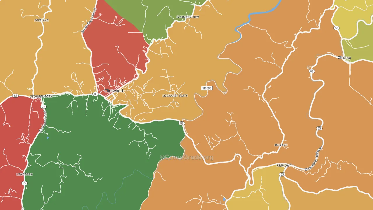 Lockhart Flats, VA Map of Assault Rates