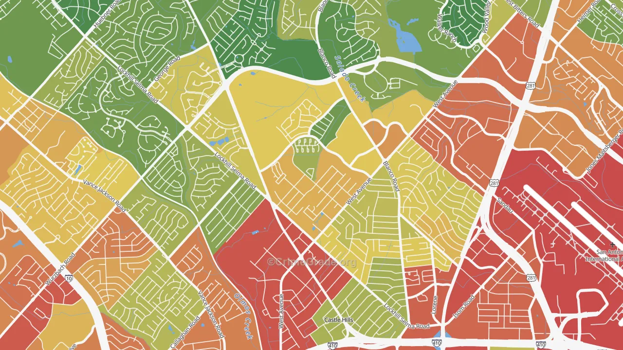 Lockhill Estates, San Antonio, TX Map of Assault Rates