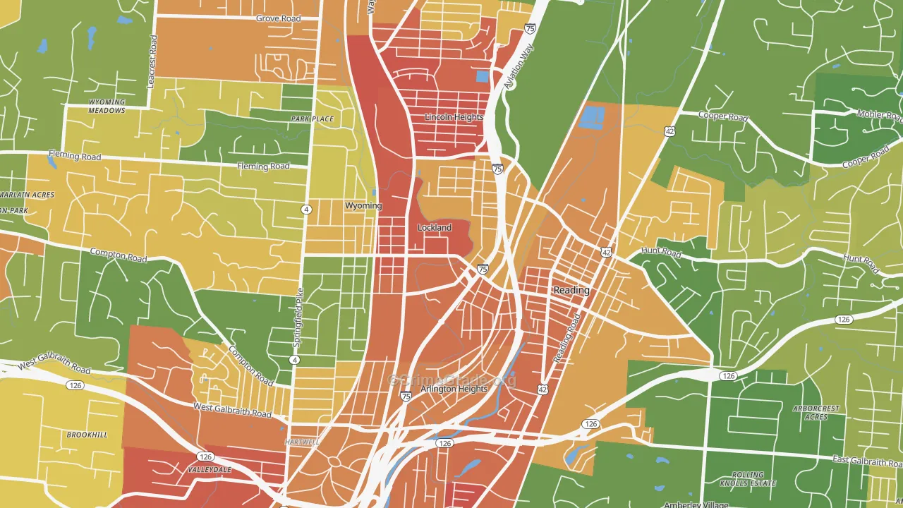 Lockland, OH Map of Assault Rates