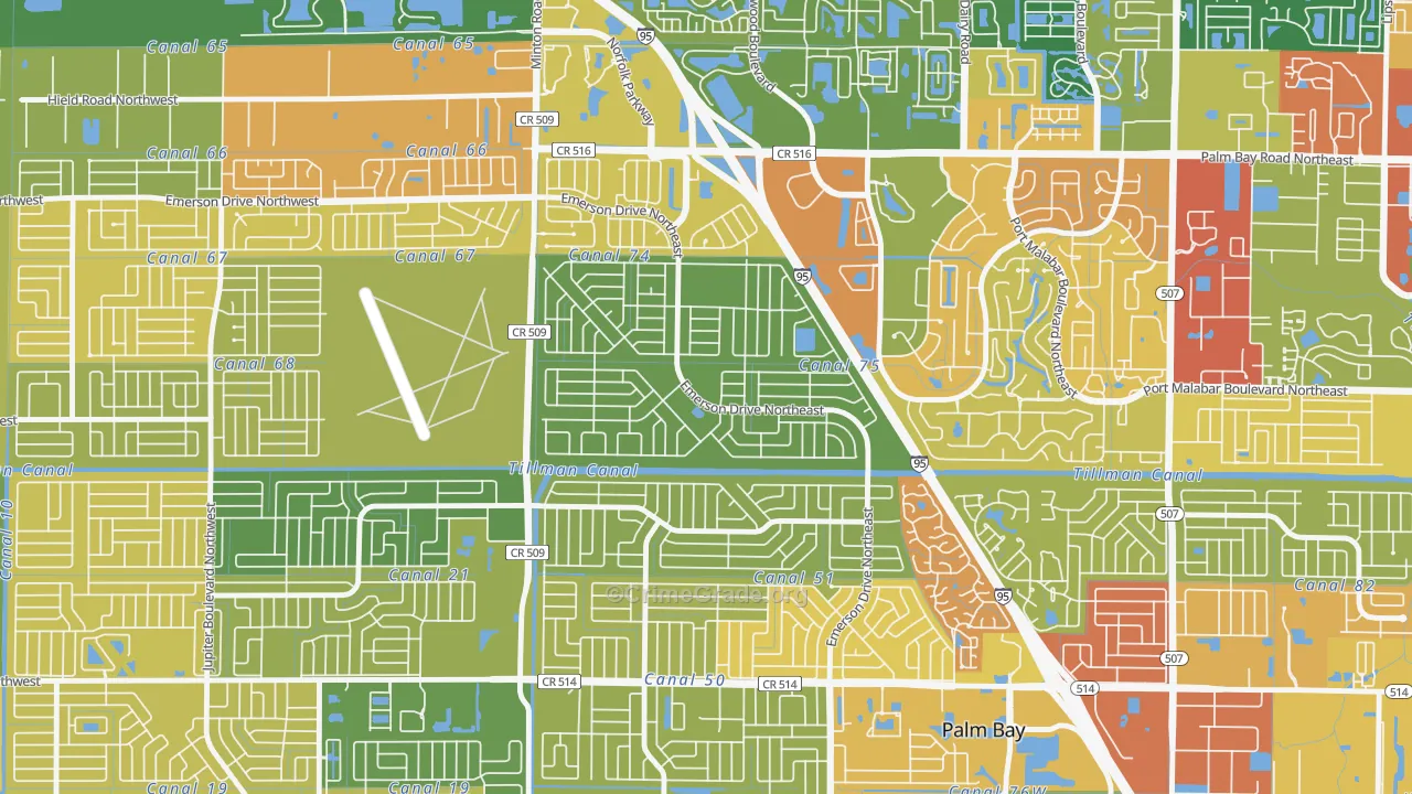 Lockmar Estates, Palm Bay, FL Map of Assault Rates
