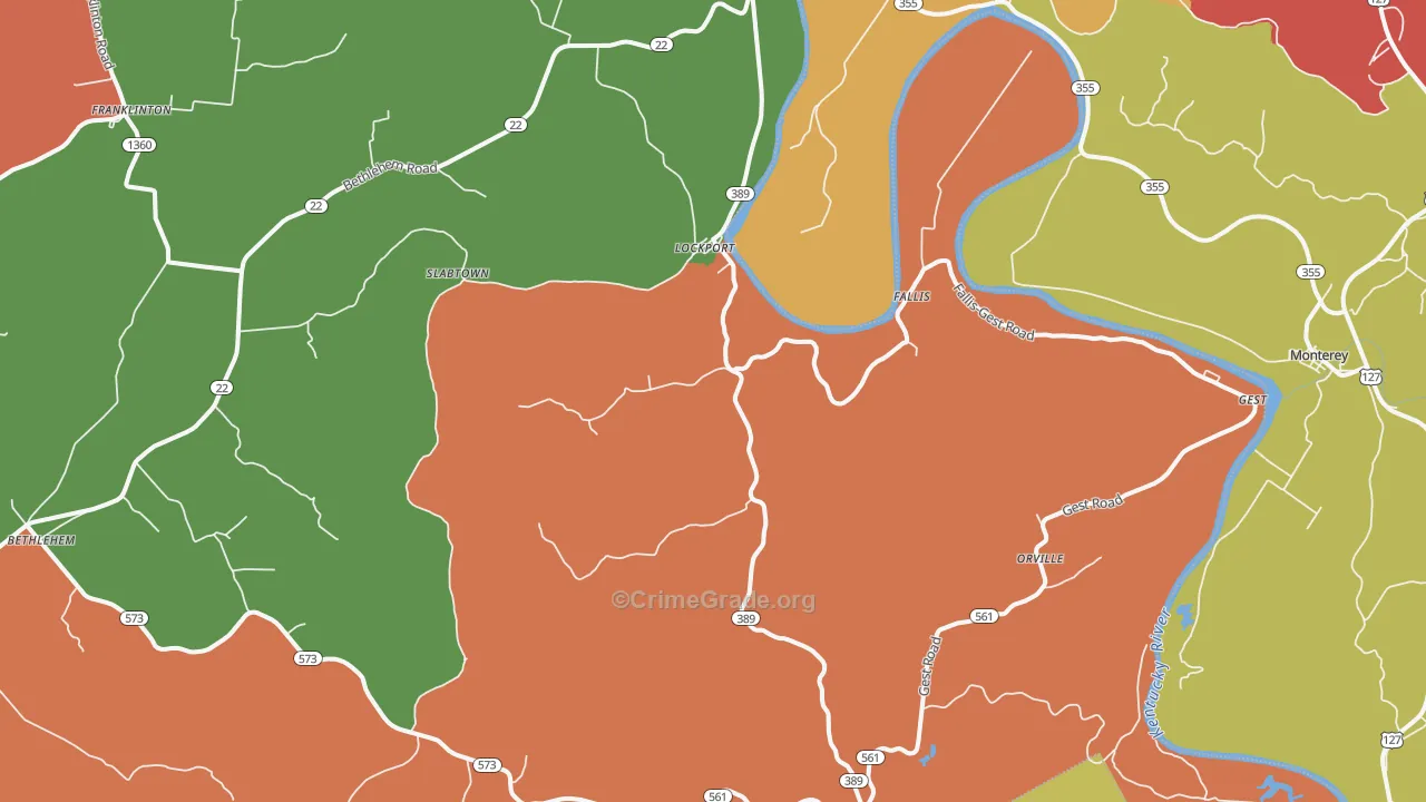 Lockport, KY Map of Assault Rates