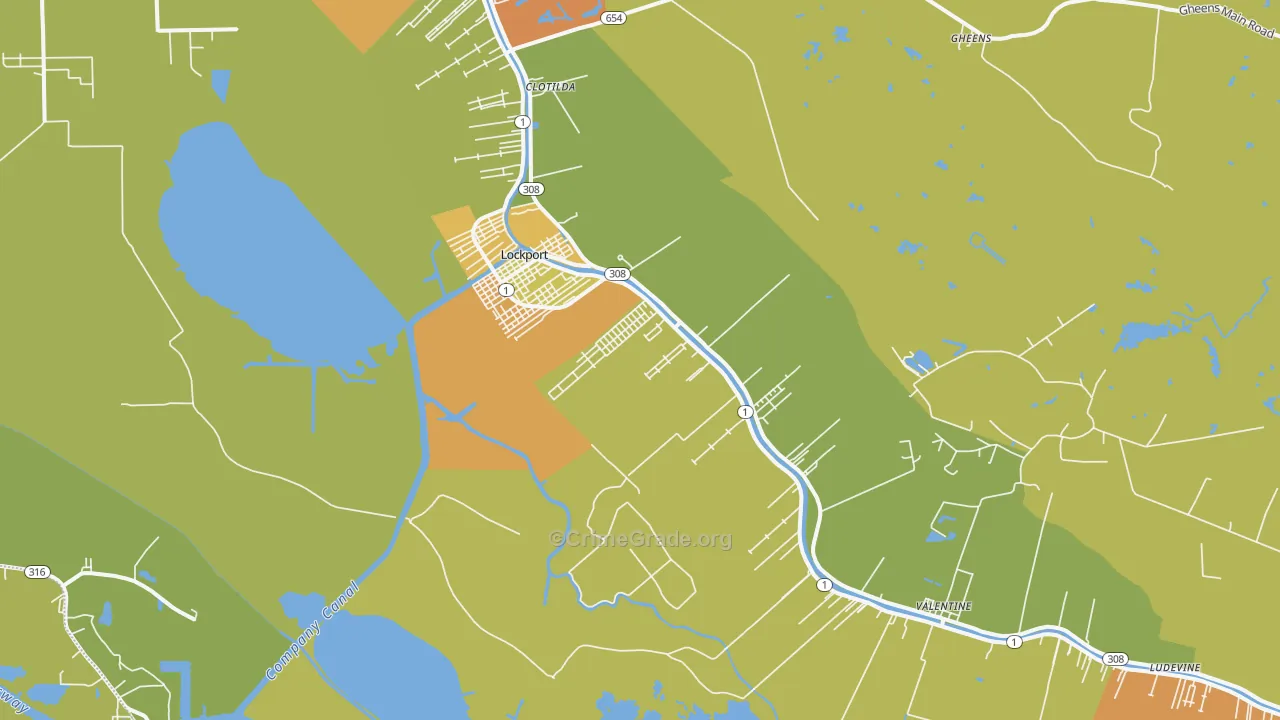 Lockport, LA Map of Assault Rates