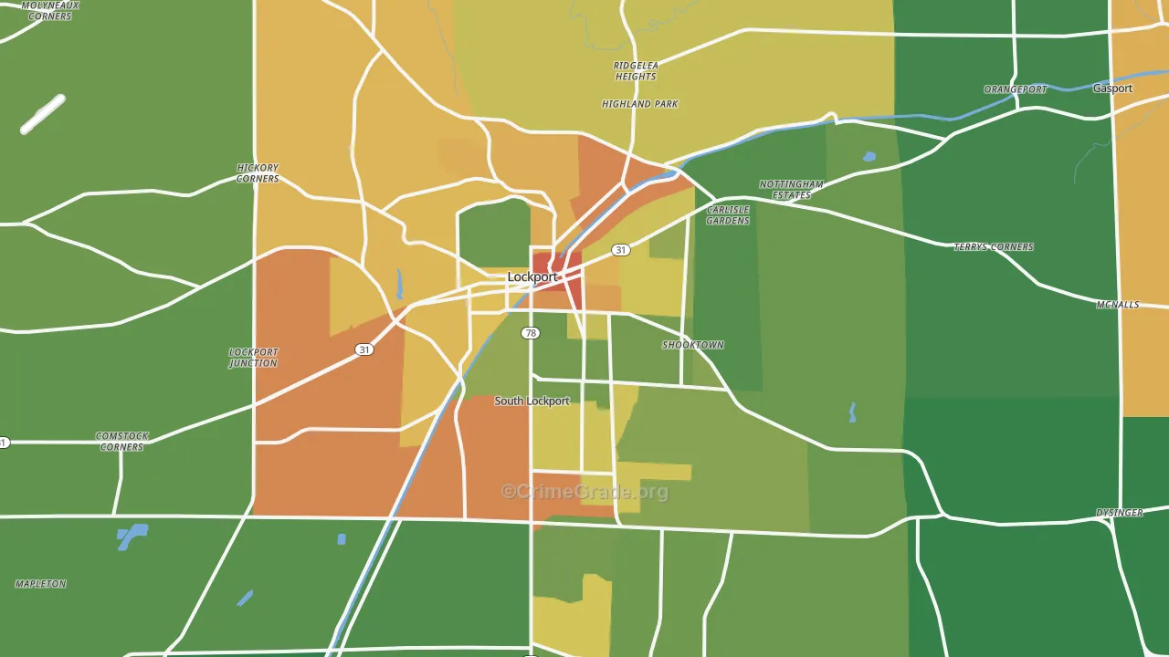 Lockport, NY Map of Assault Rates