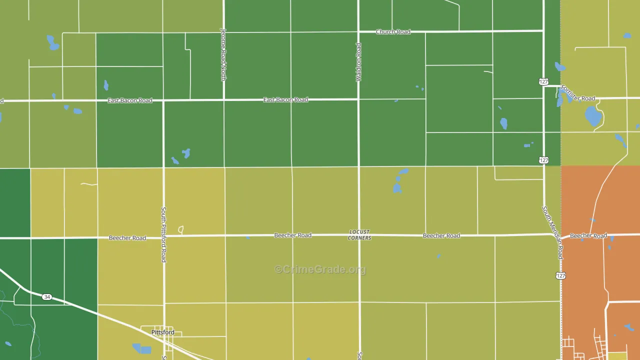 Locust Corners, MI Map of Assault Rates