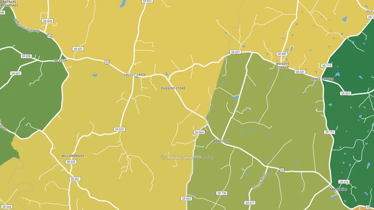 Locust Creek, VA Map of Assault Rates