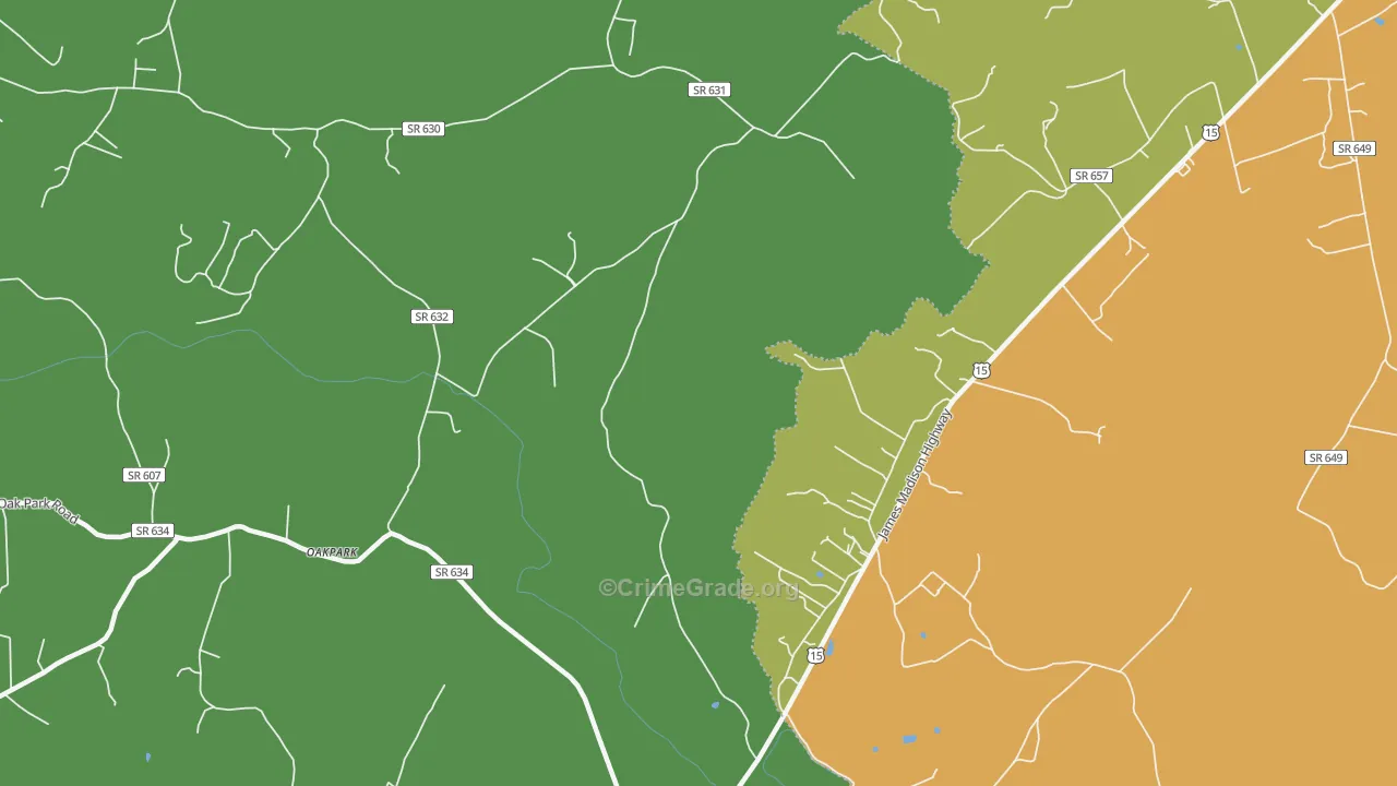 Locust Dale, VA Map of Assault Rates