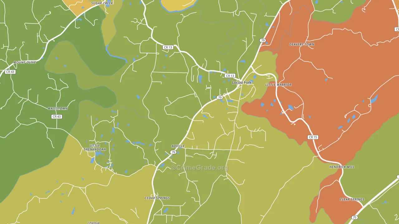 Locust Fork, AL Map of Assault Rates
