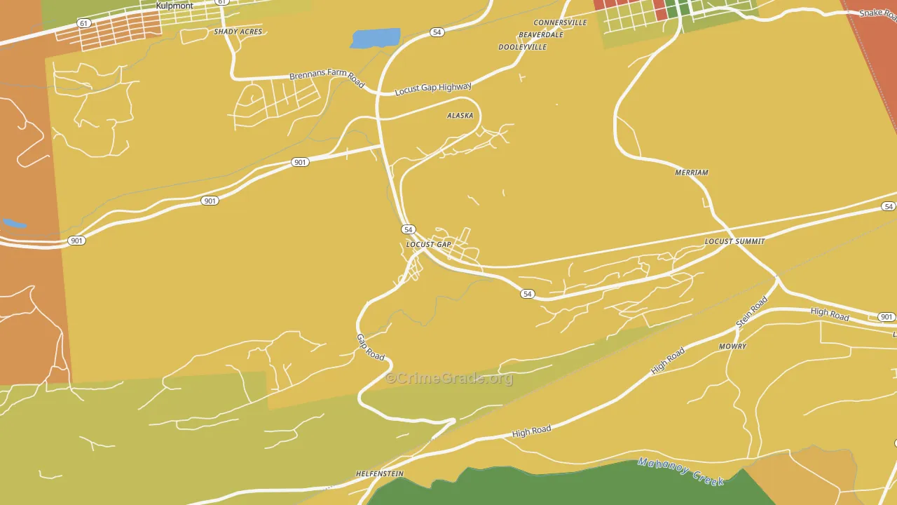 Locust Gap, PA Map of Assault Rates