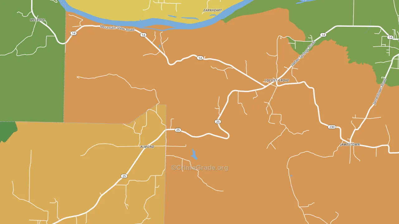 Locust Grove, AR Map of Assault Rates