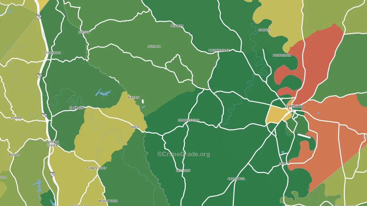Locust Grove, KY Map of Assault Rates