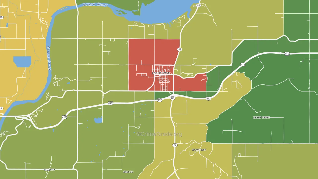 Locust Grove, OK Map of Assault Rates