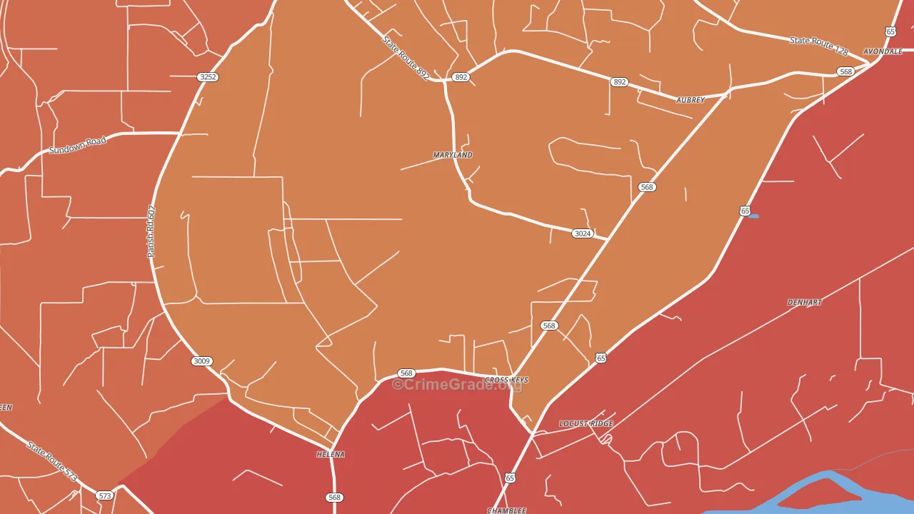 Locust Ridge, LA Map of Assault Rates