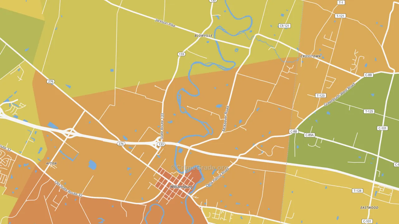 Locust Ridge, OH Map of Assault Rates