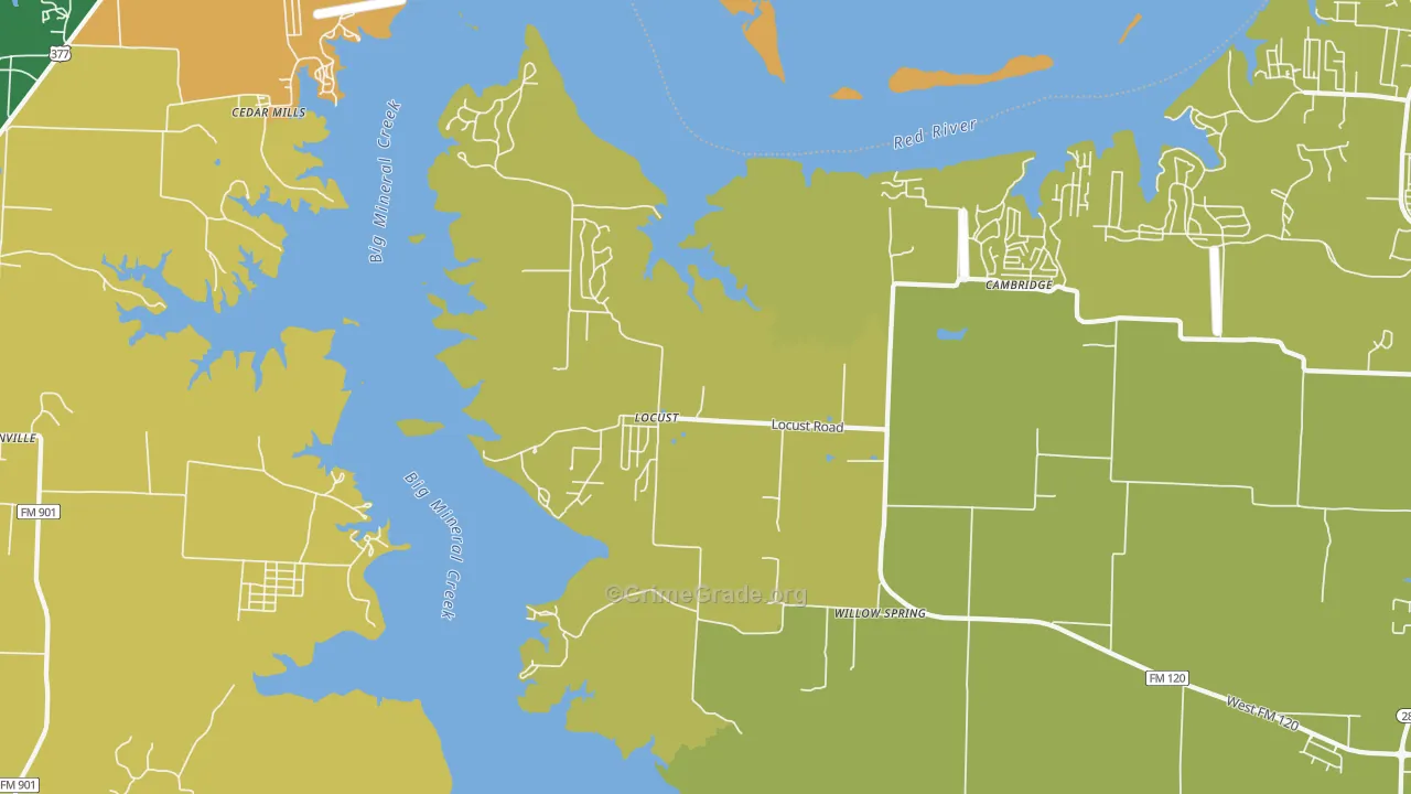 Locust, TX Map of Assault Rates