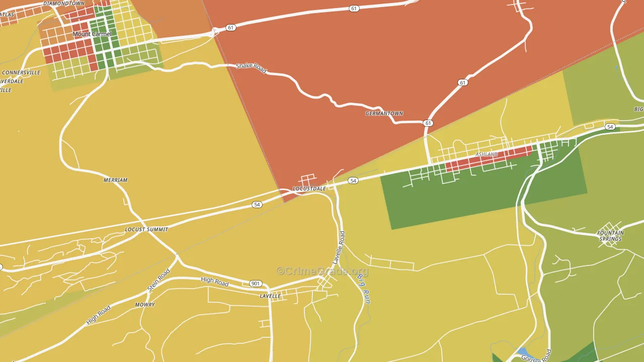 Locustdale, PA Map of Assault Rates
