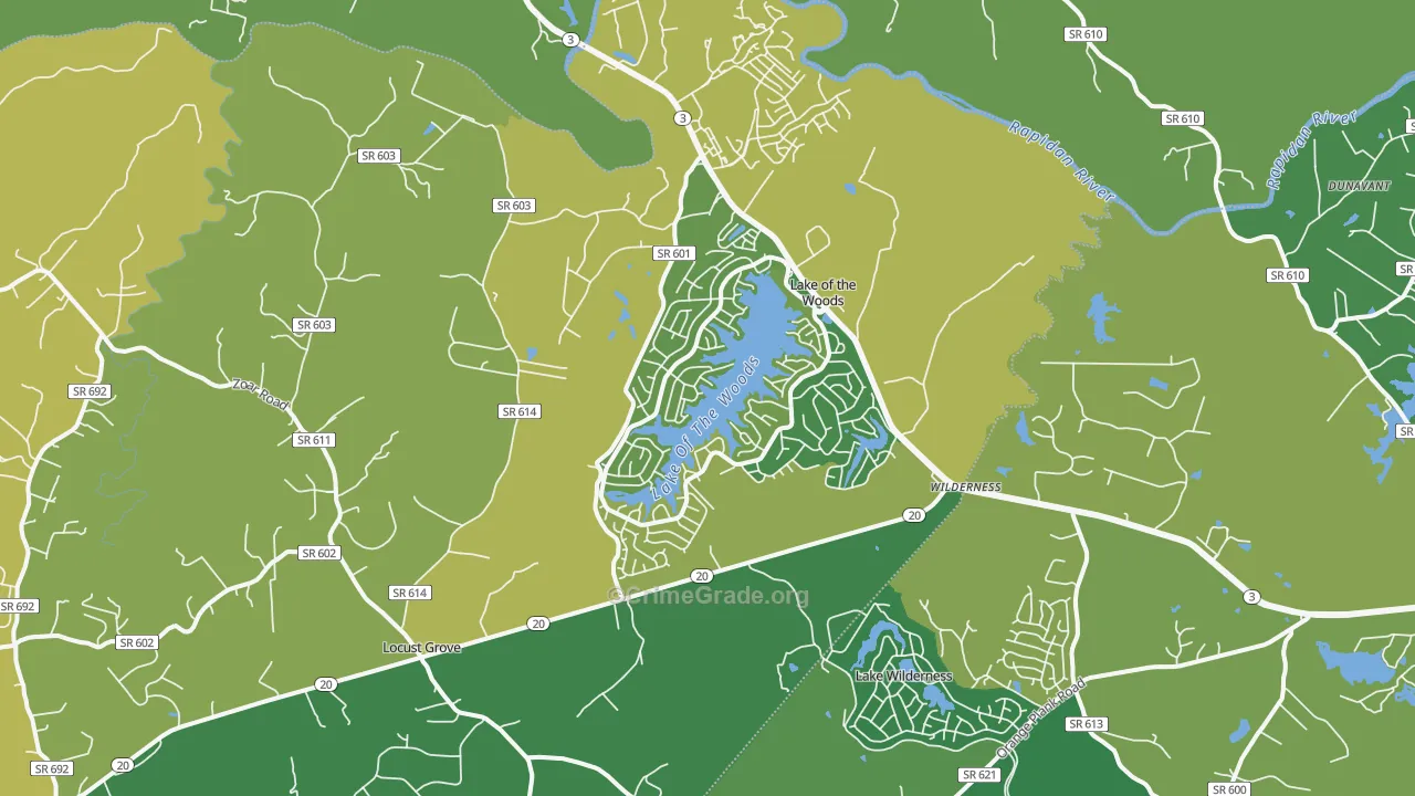 Locust Grove, VA Map of Assault Rates
