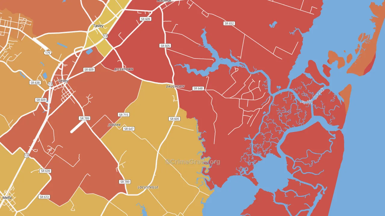Locustville, VA Map of Assault Rates
