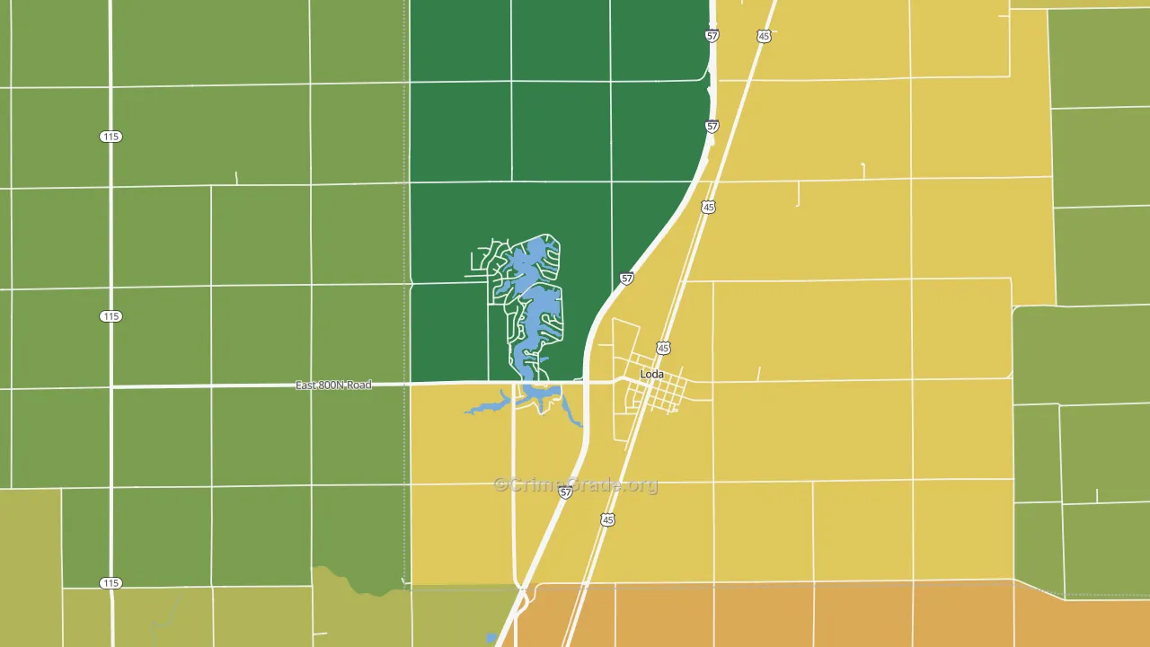Loda, IL Map of Assault Rates