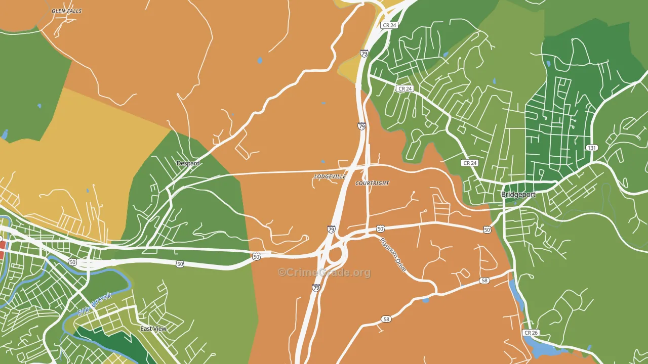 Lodgeville, WV Map of Assault Rates