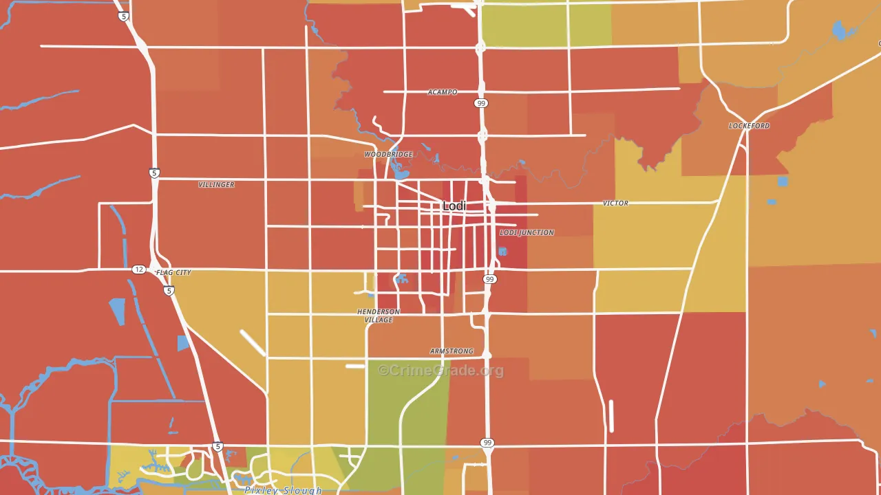 Lodi, CA Map of Assault Rates