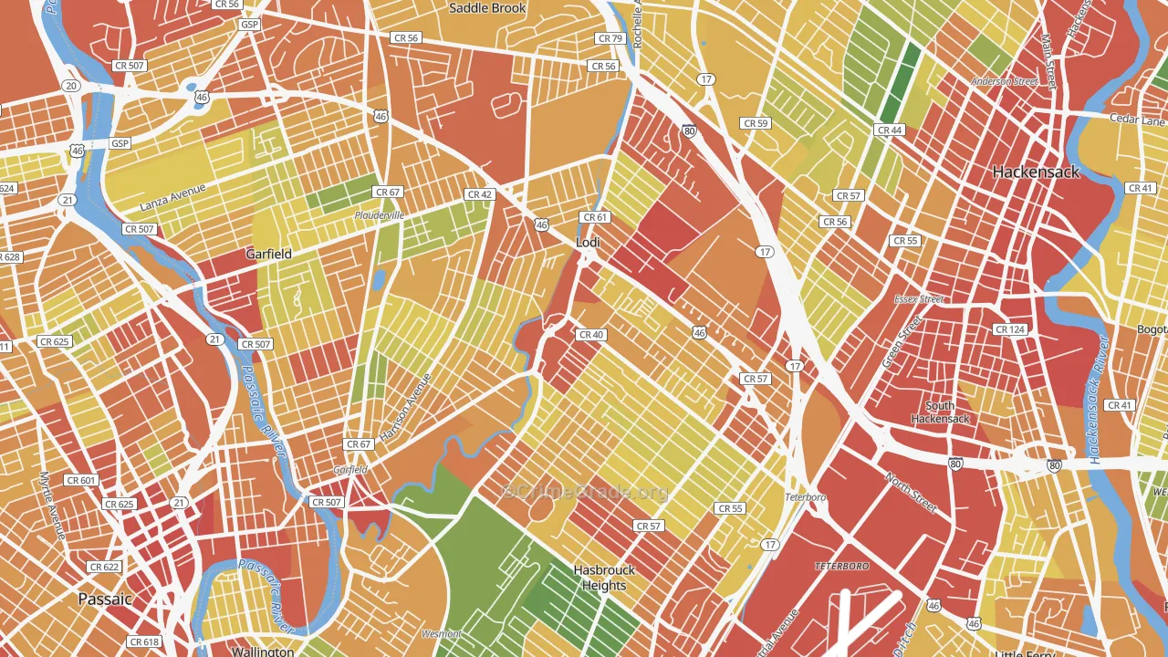Lodi, NJ Map of Assault Rates