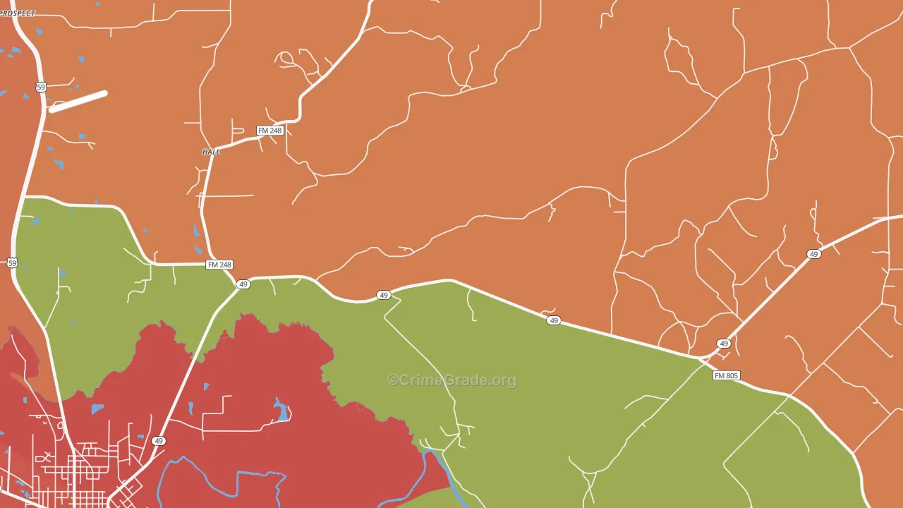 Lodi, TX Map of Assault Rates