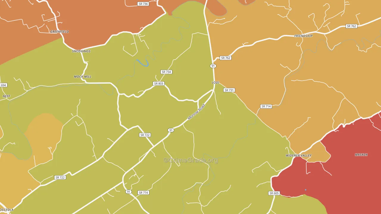 Lodi, VA Map of Assault Rates