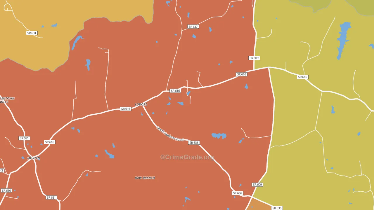 Lodore, VA Map of Assault Rates