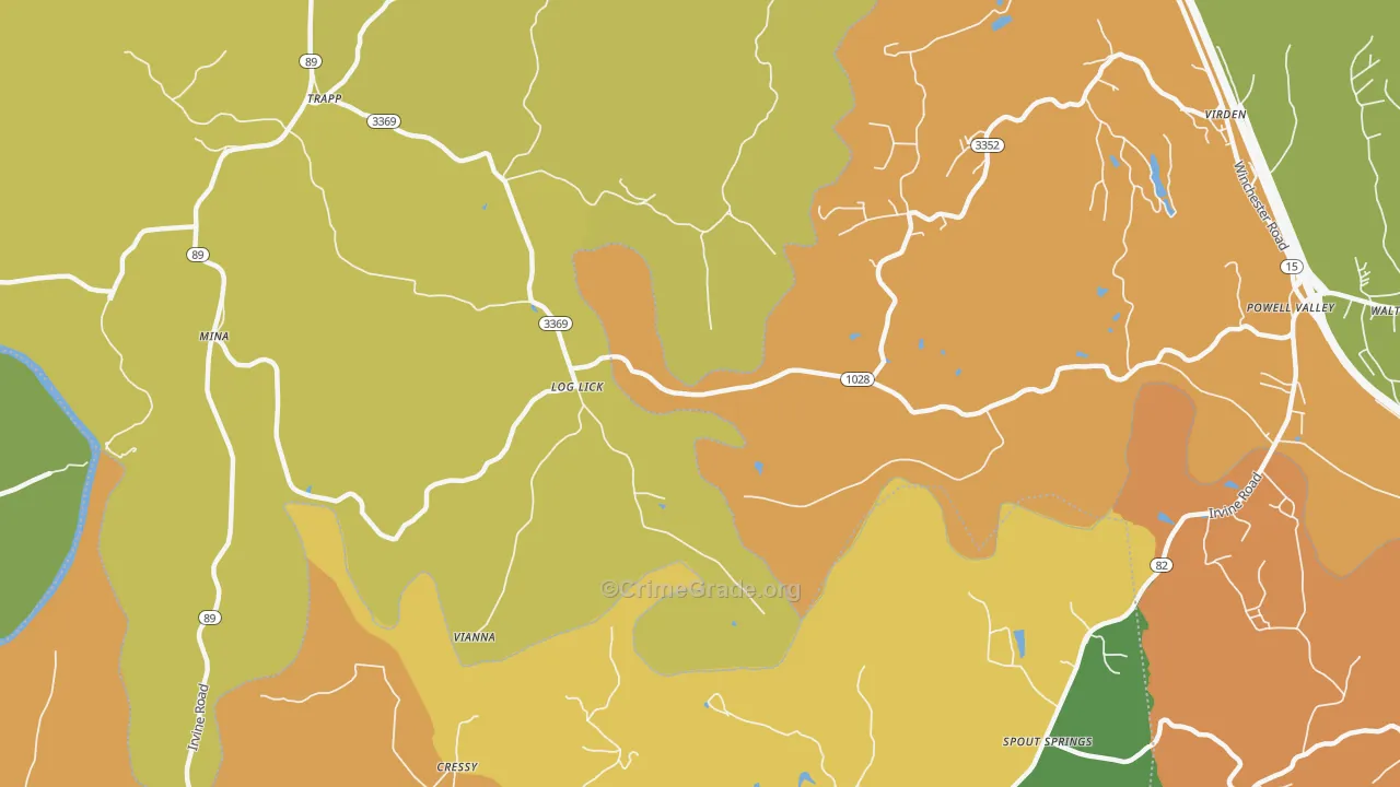 Log Lick, KY Map of Assault Rates