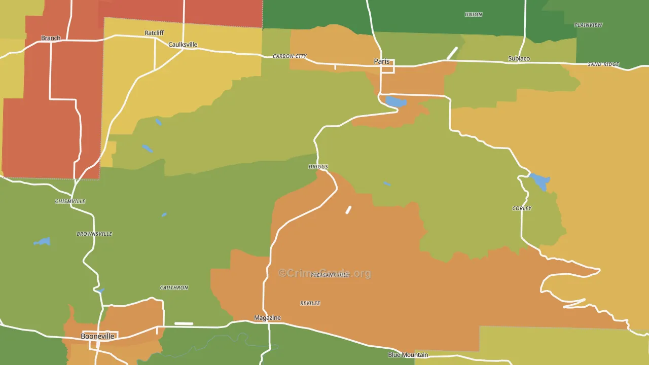 Logan County, AR Map of Assault Rates