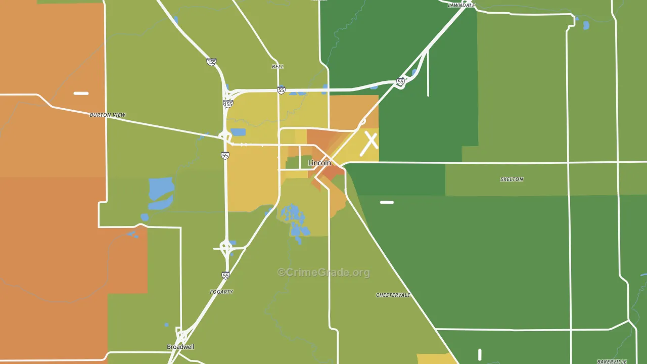 Logan County, IL Map of Assault Rates
