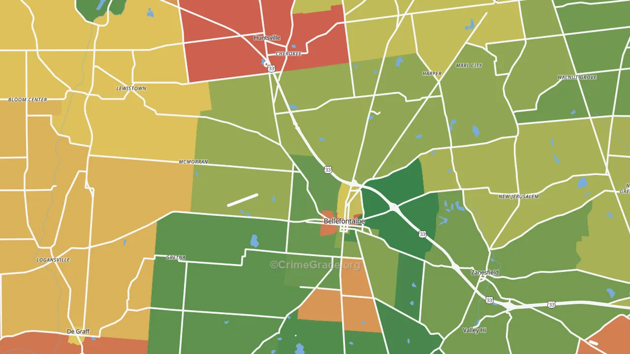 Logan County, OH Map of Assault Rates