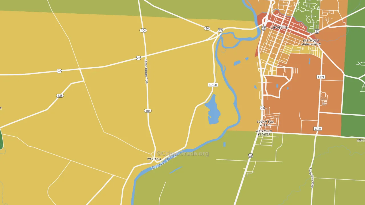 Logan Elm Village, OH Map of Assault Rates