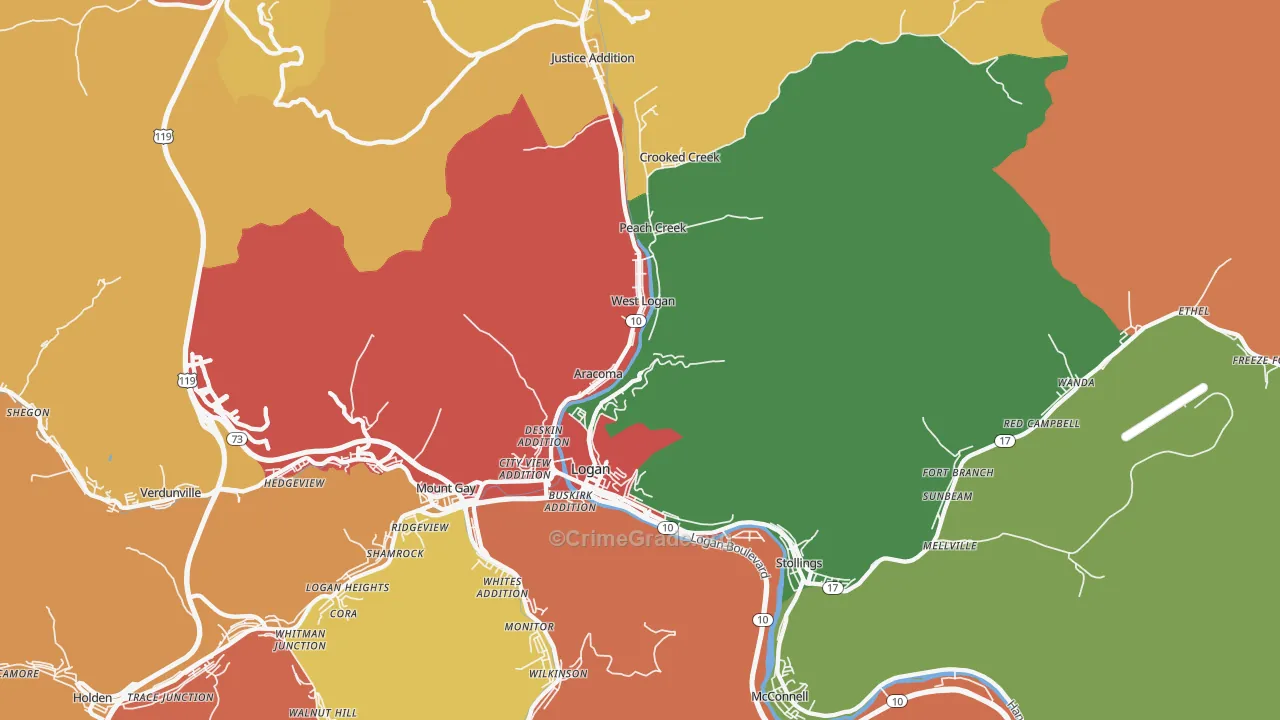 Logan, WV Map of Assault Rates