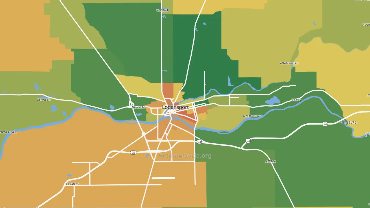 Logansport, IN Map of Assault Rates