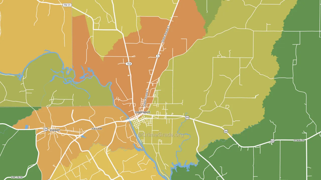 Logansport, LA Map of Assault Rates