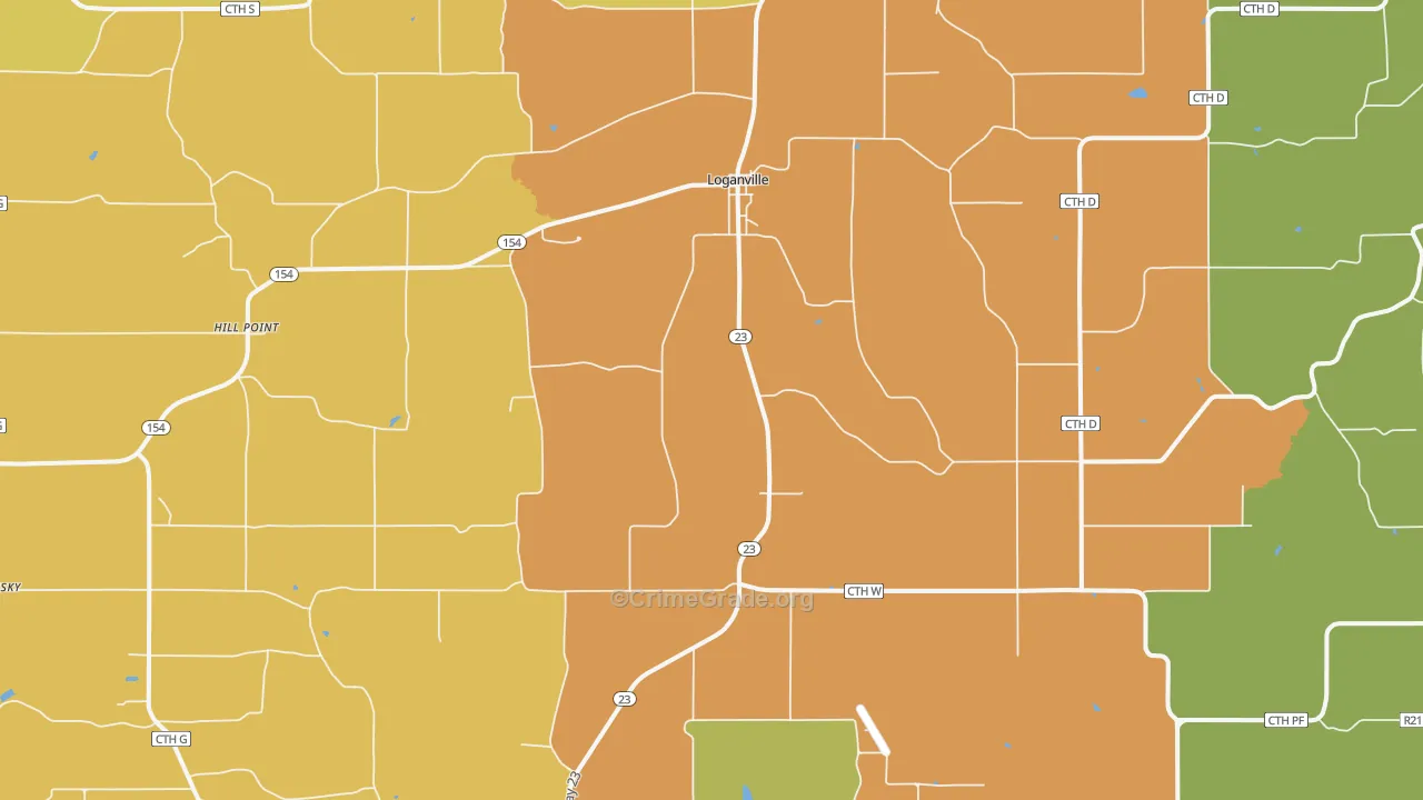 Loganville, WI Map of Assault Rates