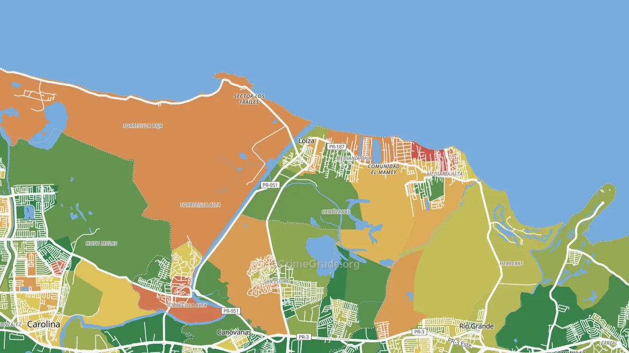 Loiza, PR Map of Assault Rates